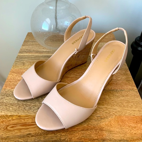 Express Shoes - NWOT Express Slingback Cork Wedges Size 8
